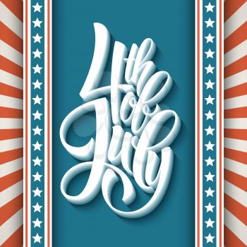 4th of July. Dn American Independence. Typography card. Vector illustration EPS 10