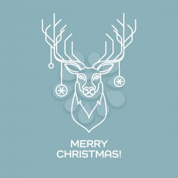 Christmas deer. Line art. Vector illustration EPS 10