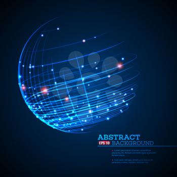 Point and curve constructed the sphere wireframe, technological sense abstract background. Vector illustration EPS10
