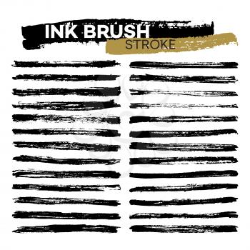 Set of different grunge ink brush strokes. Vector illustration EPS10