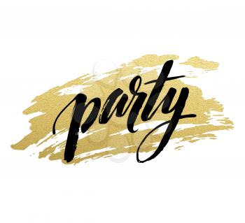 Party golden Brush lettering. Vector illustration EPS10