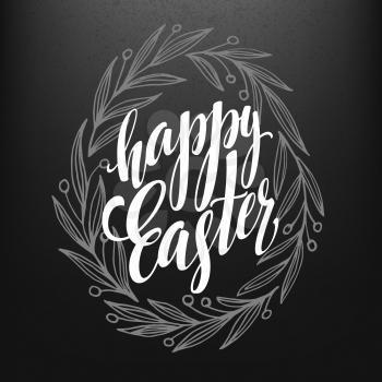 Lettering Easter greeting card template in chalkboard style. Vector illustration EPS10