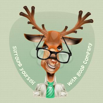 Deer hipster Vector art vector illustration. EPS 10