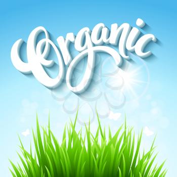 Organic Farm Logo with grass and sky EPS 10