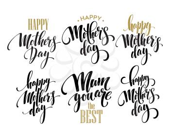 Mothers Day vector greeting card calligraphy lettering template. Vector illustration EPS10