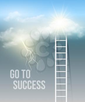 Cloud stair, the way to success in blue sky. Vector illustration EPS 10