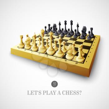 Chess with chessboard. Vector illustration EPS 10