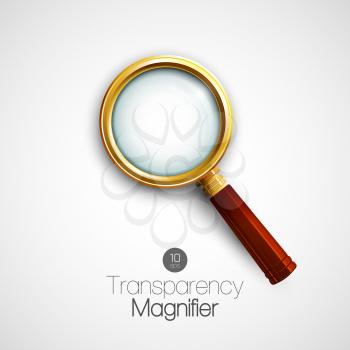 Isolated Gold Magnifier. Vector illustration EPS 10