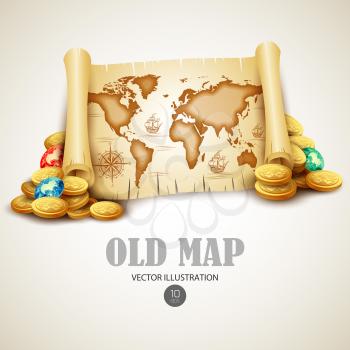 Old vintage map. Vector illustration EPS 10