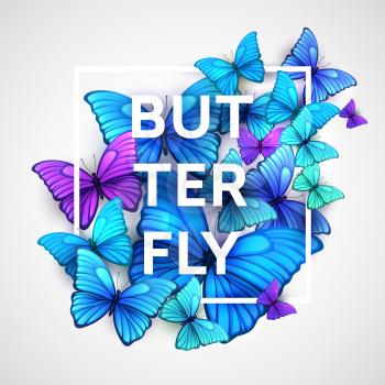 The modern poster with beautiful butterflies. Vector illustration EPS 10