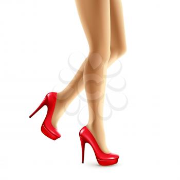 Vector illustration of female legs in red shoes. Vector illustration EPS10
