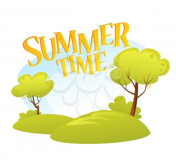 Cartoon Summer Landscape Background. Summer tree. Vector illustration EPS10