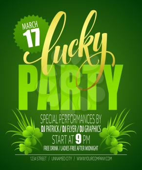 Lucky Party Poster. St. Patricks Day. Vector illustration EPS10