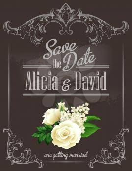 Save the date Vintage template. Vector illustration