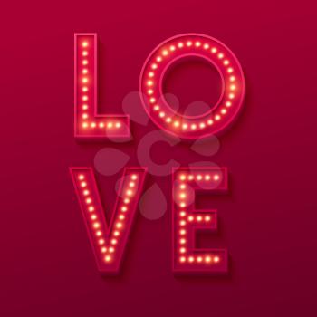 Love Retro light banner. Valentines card. Vector illustration EPS10