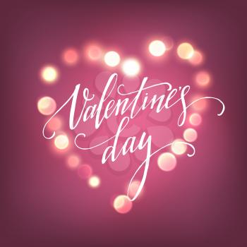 Valentines Day card with Glowing lights heart. Vector illustration EPS10
