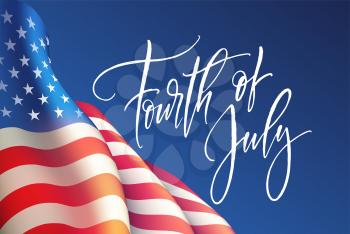 Fourth of July Independence Day poster or card template with american flag. Vector illustration EPS10