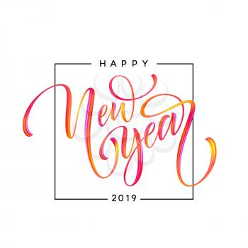 2019 New Year of a colorful brushstroke oil or acrylic paint design element. Vector illustration EPS10