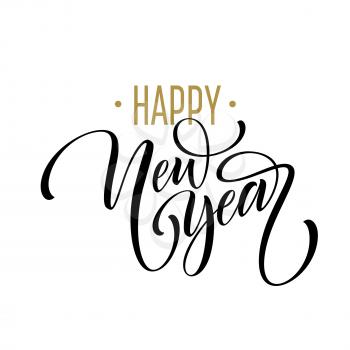 Happy New Year. Beautiful Handwritten modern brush lettering, calligraphy. Vector illustration EPS10