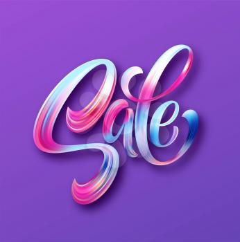 Sale calligraphic lettering. Color brush oil or acrylic paint. Vector illustration EPS10