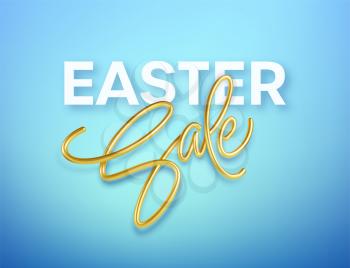 Golden metallic shiny typography Easter Sale. 3D realistic lettering for the design of flyers, brochures, leaflets, posters and cards EPS10