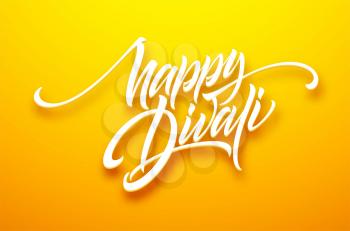 Happy divali festival of lights black calligraphy hand lettering text isolated on white background. Vector illustration EPS10