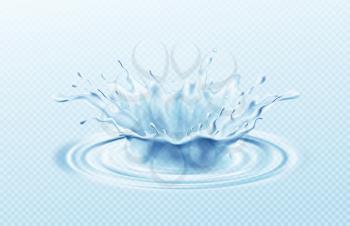 Water crown realistic illustration isolated on transparent blue background. The real effect of transparency. Vector illustration EPS10