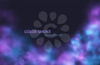 Realistic colored blue, purple and pink smoke on a black background. Vector illustration EPS10