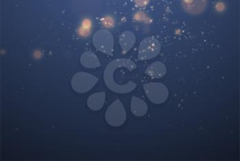 Glitter particles overlay effect. Blue Glittering star dust sparkling particles on transparent background. Vector illustration EPS 10