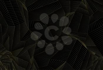 Luxury background with golden geometric lines mesh on black background. Vector illustration EPS10