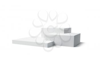 Background 3d white podium product isolated on the white background. Modern white cube podium, great design for any purposes. Vector illustration EPS10