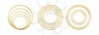 Set of Realistic 3d golden round frame isolated on white background. Luxury gold decorative element. Vector illustration EPS10