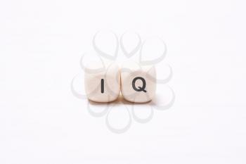 The word IQ on the white wooden cubes.  The concept of the mind, the intellect