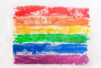 Rainbow flag painted on canvas. The LGBT Symbol
