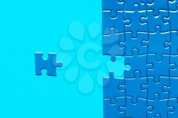 Blue puzzles, the concept of success, the task is completed