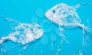 The concept of nature pollution with plastic. Plastic bags
