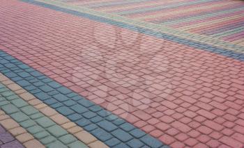 Mosaic of color stylish modern paving stones. Beautiful abstract background. City stone path