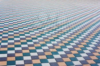 Mosaic of color stylish modern paving stones. Beautiful abstract background.City path, the area of stone