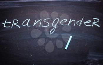 The word Transgender written in chalk on a blackboard.