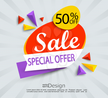 Sale - special offer banner. Sale and discounts. Vector illustration.