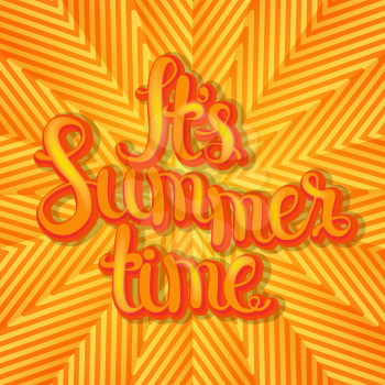 Summer geometric background with hand made lettering. Summer typography design, vector illustration.