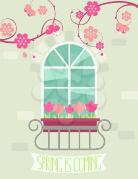 Spring is coming - vector illustration in flat style.