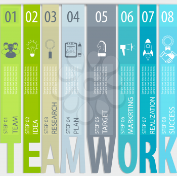 Teamwork concept - infographic in flat style. Vector illustration.
