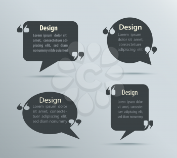 Set of Quote bubbles and templates. For business andormation, text. Print design. Quote form. Vector illustration.