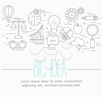 Line style vector illustration design concept of big idea, brainstorming.