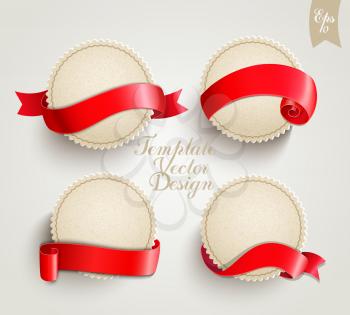 Set of vintage templates with ribbons for design