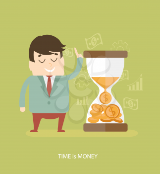 Time is money - business concept. Flat design icons for web and mobile phone services and apps. Vector illustration.