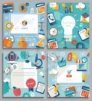 Set of business concepts - start up and idea, finance, commerce, vector illustration.