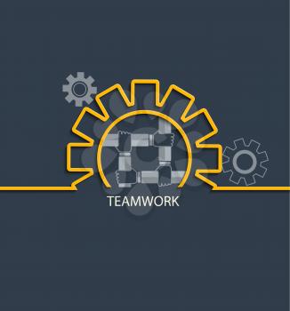 Business mechanism teamwork concept. Vector infographic illustration.