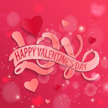 Happy Valentines Day design card. Love - Hand Drawing Vector illustration.